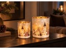 Lysglass frostet Juleby 6x7,5cm thumbnail