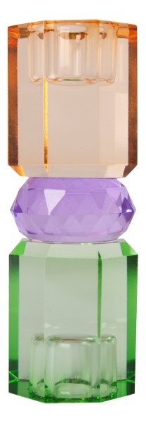 Krystall lysestage mint, violet, lysebrun